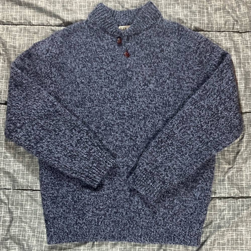 Men's L.L.Bean Classic Ragg Wool Sweater, Henley Medium Navy